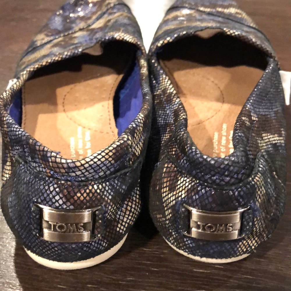 TOMS SHOES BLUE & BROWN SNAKE LEATHER CLASSIC - Picture 3 of 8